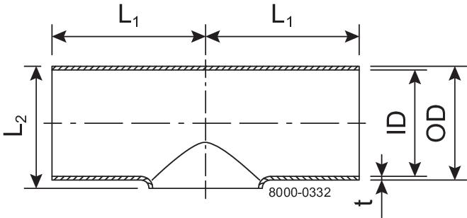 T-stykke Reducer 152.4 mm 76.1 mm ID Raw / OD Pol 1.4401 (316) BS 4825