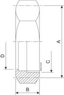Gevindstuds Hexagon 63.5 mm Bearbejdet 1.4301 (304) ISO 2037