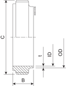 Gevindstuds IDF 38.0 mm Bearbejdet 1.4404 (316L) ISO 2037