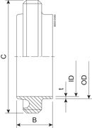 Gevindstuds RJT 38.0 mm Bearbejdet 1.4307 (304L) BS 4825
