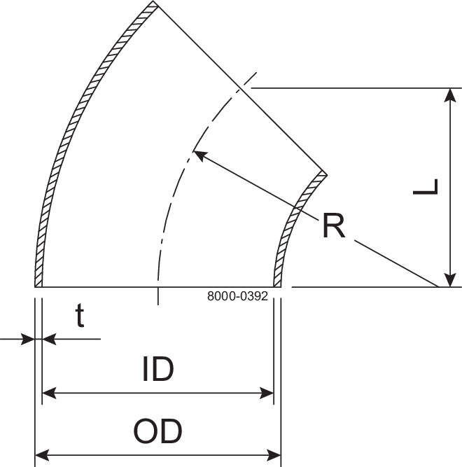 Bøjning 45 BS DN65 HSF3 1.4307 (304L) DIN 11852 EN 10374-A