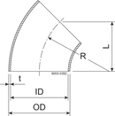 Bøjning 45 BS DN125 HSF2 1.4404 (316L) DIN 11852 EN 10374-A
