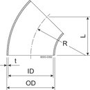 Bøjning 45 BS DN125 HSF3 1.4404 (316L) DIN 11852 EN 10374-A