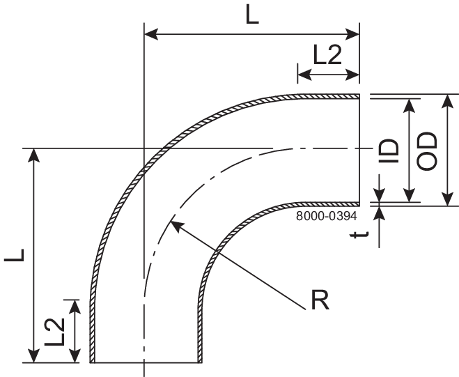 Bends 90 BL DN200 HSF3 1.4404 (316L) DIN 11852 EN 10374-A