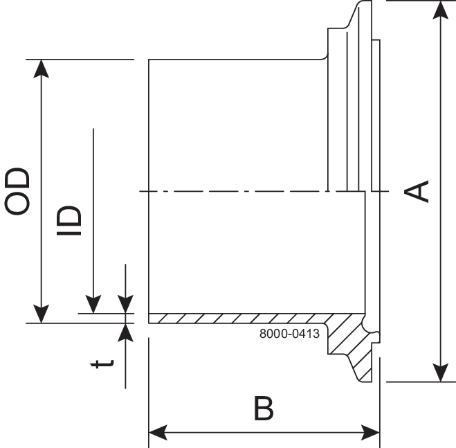 Tri-Clamp® Liner BKS DN80 H3 1.4404 (316L) DIN 11864-3