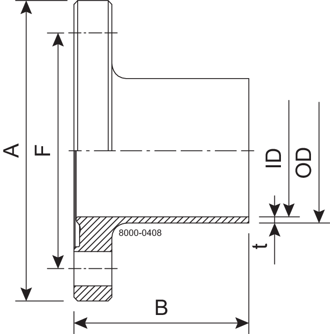 Flange BF DN20 H3 1.4307 (304L) DIN 11853-2