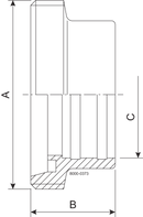 Gevindstuds C DN80 HSF0 1.4404 (316L) DIN 11851