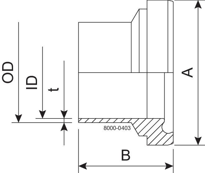 Liner BS DN25 H3 1.4307 (304L) DIN 11853-1