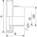 Gevindstuds GS DN65 H3 1.4404 (316L) DIN 11864-1