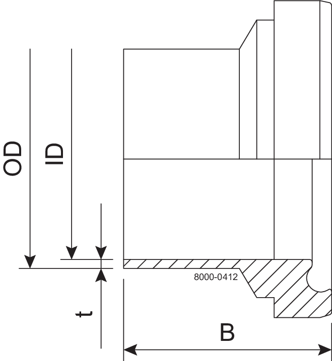 Liner BS DN100 H3 1.4404 (316L) DIN 11864-1