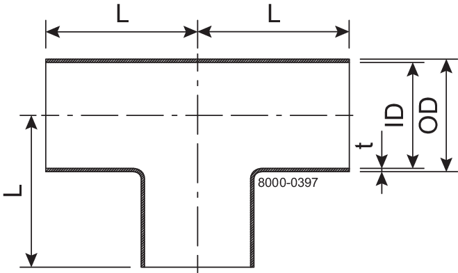 T-stykke Equal  DN40 HSF3 1.4307 (304L) Fit to DIN