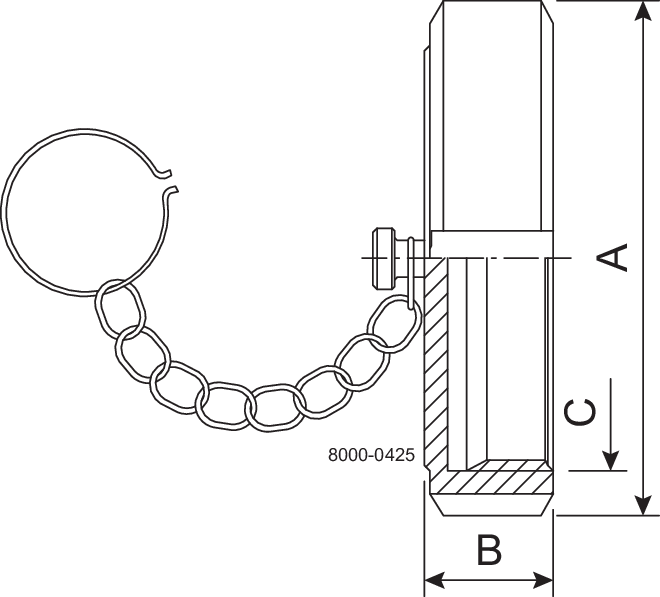 End cap With chain and nut DN100 HSF0 1.4404 (316L) Fit to DIN