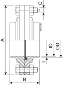FLANGE COM DN25 1.4404 EPDM