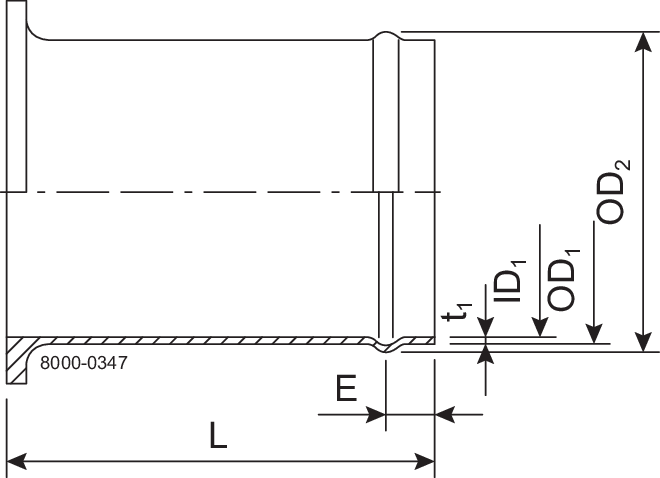 Tri-Clamp® Slange studs SB 51.0 mm Bearbejdet 1.4404 (316L) ISO 2037