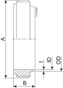 Gevindstuds IDF 25.0 mm Bearbejdet 1.4404 (316L) IDF