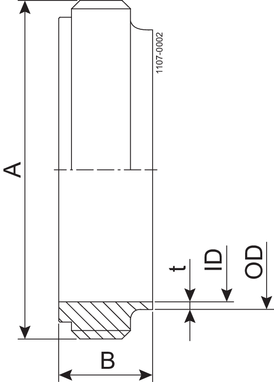 Gevindstuds IDF 101.6 mm Bearbejdet 1.4404 (316L) IDF