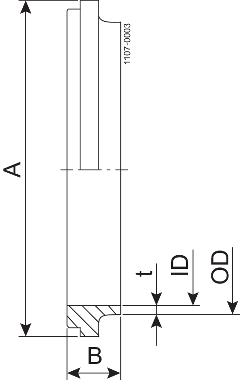 Liner IDF 76.1 mm Bearbejdet 1.4404 (316L) IDF ISO