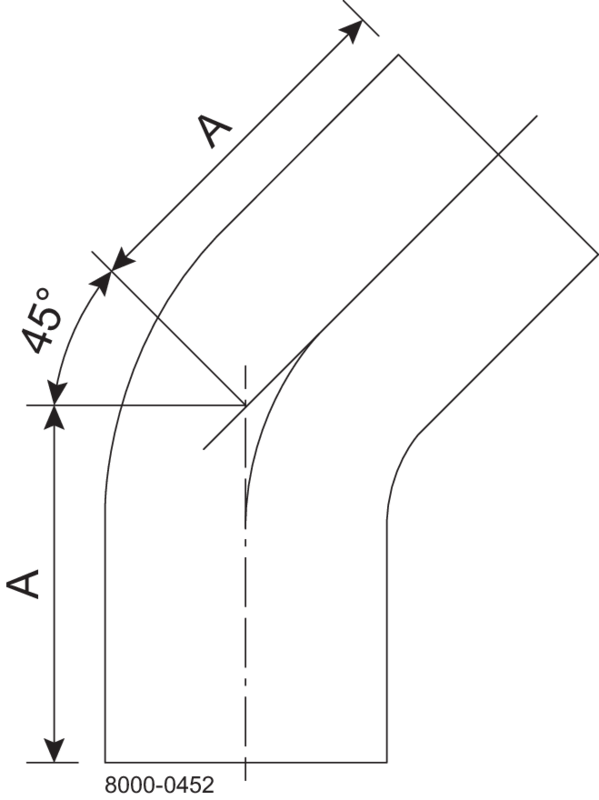 Tri-Clover® B2KS Bøjning 45 3" SF1 (PL) 316L ASME BPE Svejseender