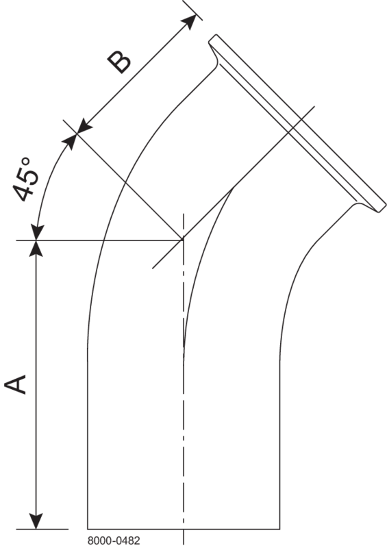 Tri-Clamp® B2KMW Bends 45 2.5" SF4 (PM) 316L ASME BPE TriClamp and Weld