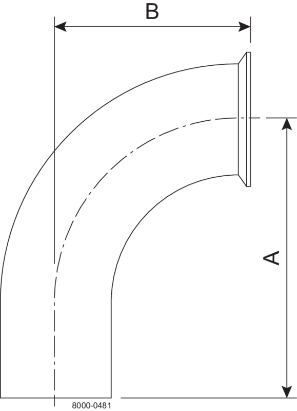 Tri-Clamp® B2CMW Bends 90 6" SF4 (PM) 316L ASME BPE TriClamp and Weld