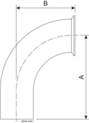 Tri-Clamp® B2CMW Bøjning 90 0.5" SF1 (PL) 316L ASME BPE TriClamp og svejsning