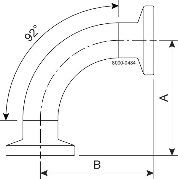 Tri-Clover® B292CMP Bøjning 92 1.5" SF1 (PL) 316L UltraPure Clamp ender