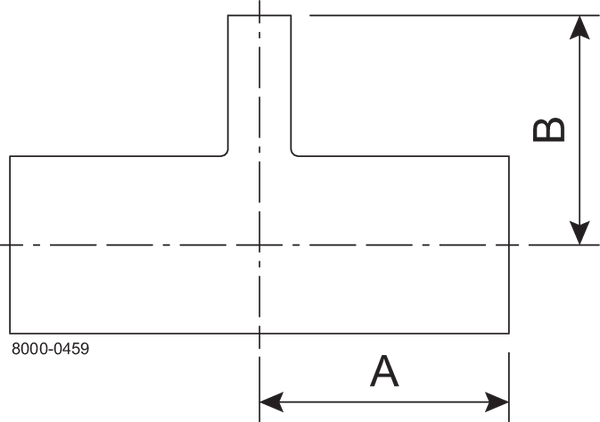 Tri-Clover® B7RWWW T-stykke, reducerende 3" 0.5" SF1 (PL) 316L ASME BPE Svejseender