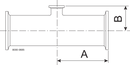 Tri-Clover® B7RMPS T-stykke, reducerende,  kort 4" 0.5" SF1 (PL) 316L ASME BPE Clamp ender