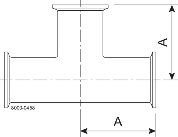 Tri-Clover® B7MP T-stykke Equal  2.5" SF4 (PM) 316L ASME BPE Clamp ender