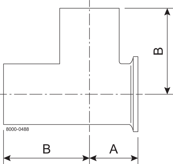 Tri-Clamp® B7WMSW Tee Equal  2" SF4 (PM) 316L ASME BPE Weld and Short TriClamp and Weld